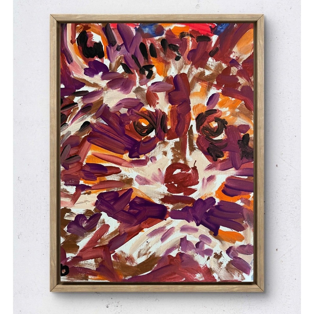 Oman Original Art 11x14 Neo Expressionist Raccoon Animal Painting Fine Art